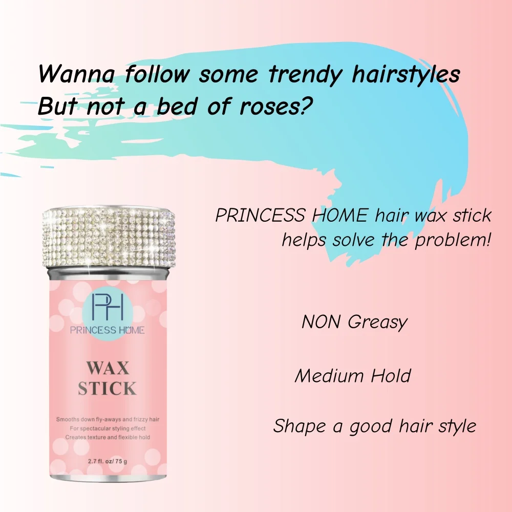 75g 2.7FL.OZ Hair Wax Stick Gel for Broken Hair Artifact Anti-frizz Smoothing Wax Stick For Lace Wigs Toupee 1pcs