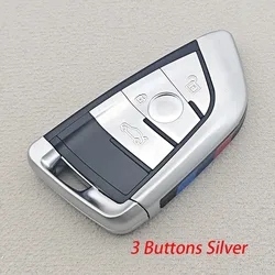 Premium Smart Car Key Shell Case - 3/4 Button Remote Fob Cover Replacement with Uncut Blade (3 Buttons Silver)