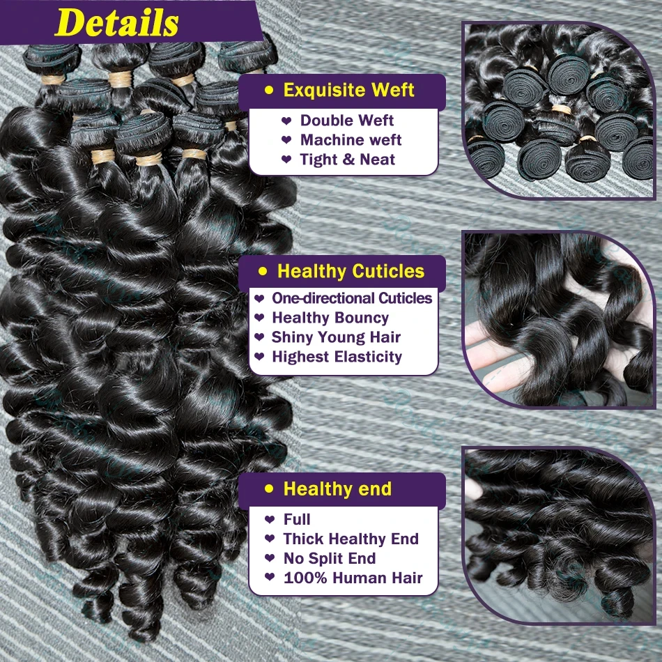 Indian Remy 30 36 40 Inch Loose Wave Bundles Burmese Raw Human Hair Bundles Extensions Unprocessed Water Wave Hair 1 3 4 Bundle 4
