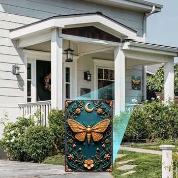 Vintage Metal Moth & Floral 2D Tin Wall Art - 7.87x11.81 5