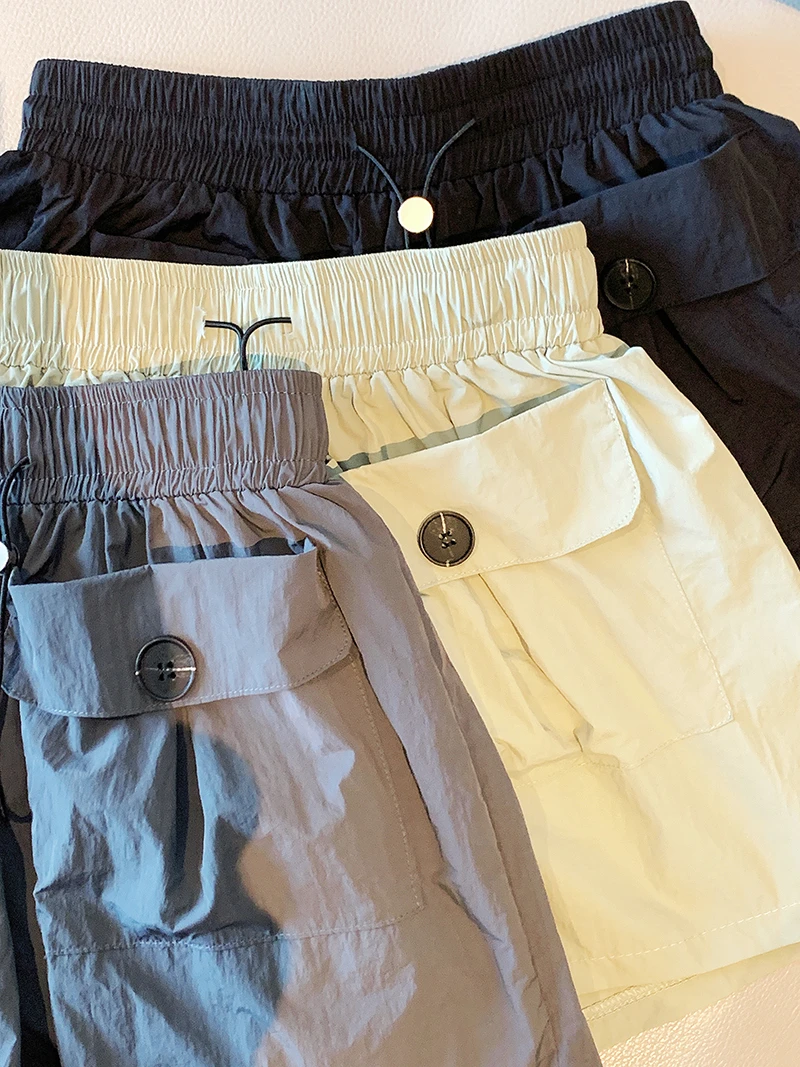 New Women's Kerea Style Design Pants, Pocket Work Pants, Loose, Wide Leg, Casual, Spring, Summer