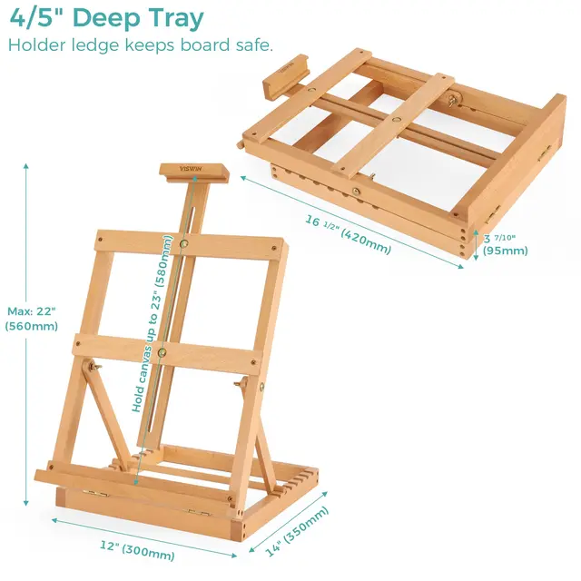 Foldable Artist Easel Stand Wood Solid Beech Portable Collapsible Painting Wooden Easel Painting Drawing Canvas Sketchbook 6