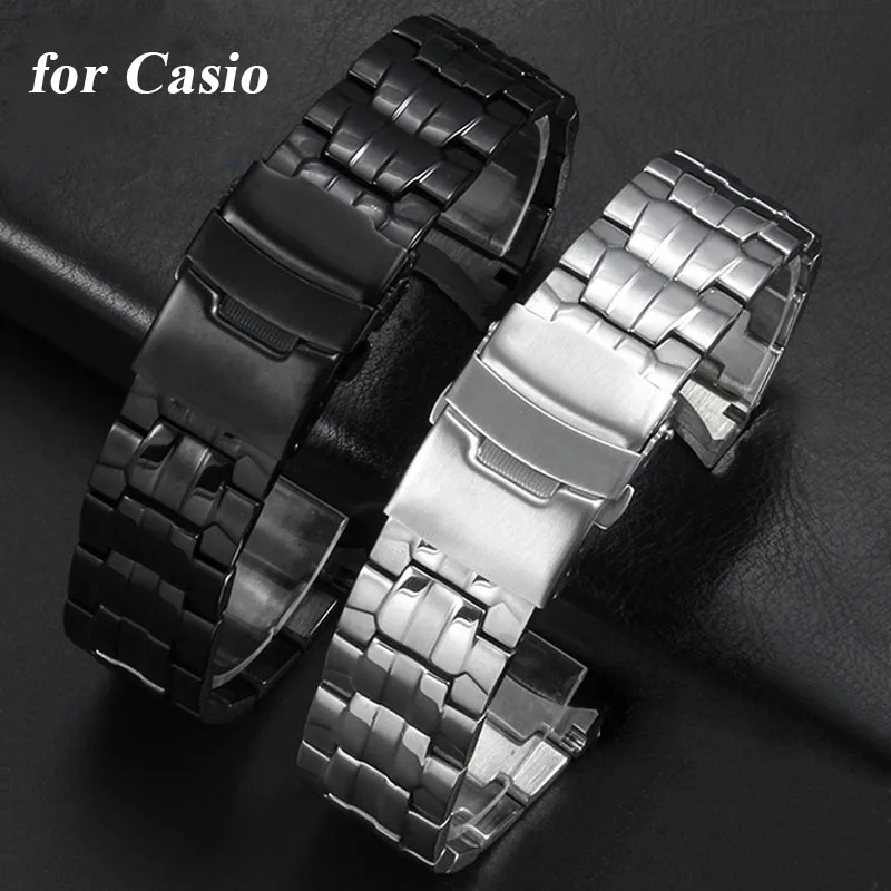 

22mm Solid Stainless Steel Watch Band for Casio 5147 EF-550 Series Replacement Wristband Double Safety Buckle Men Watch Bracelet