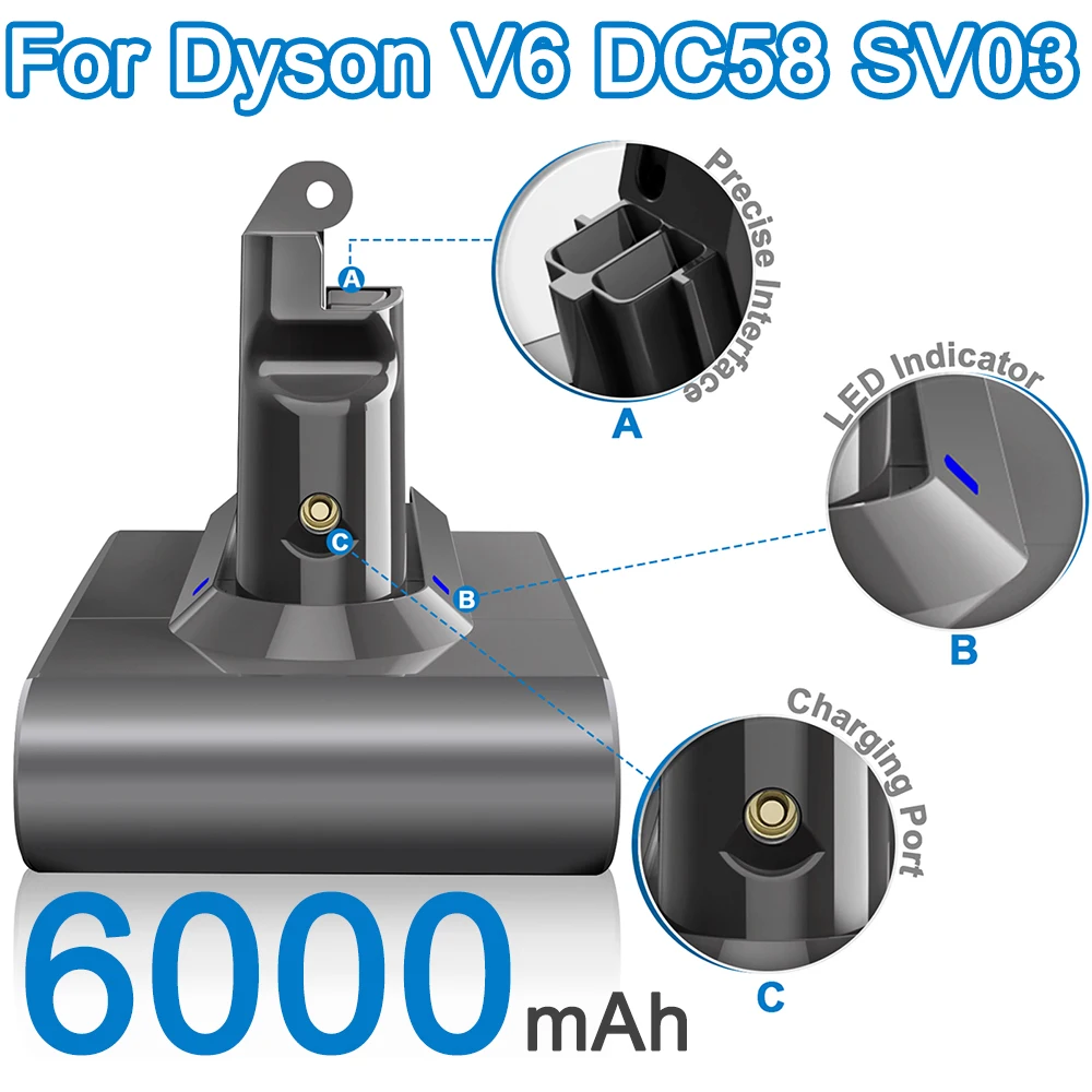 Voor Dyson V6 Batterij Stofzuiger Batterij Voor Dyson V6 Pluizige V6 ...