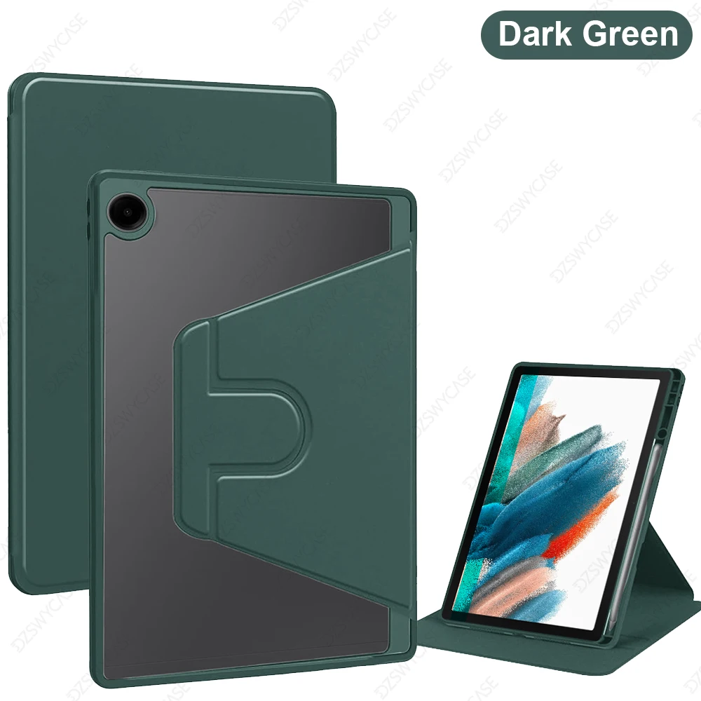 Lightweight Transparent Tablet Case with Pencil Holder and 360° Rotating Stand