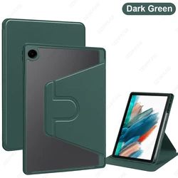 Lightweight Transparent Tablet Case with Pencil Holder and 360° Rotating Stand (Dark Green)