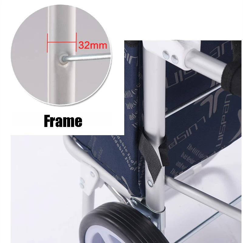 Fold Shopping Cart with Easy Stool Home Trolley With Seat For Rest