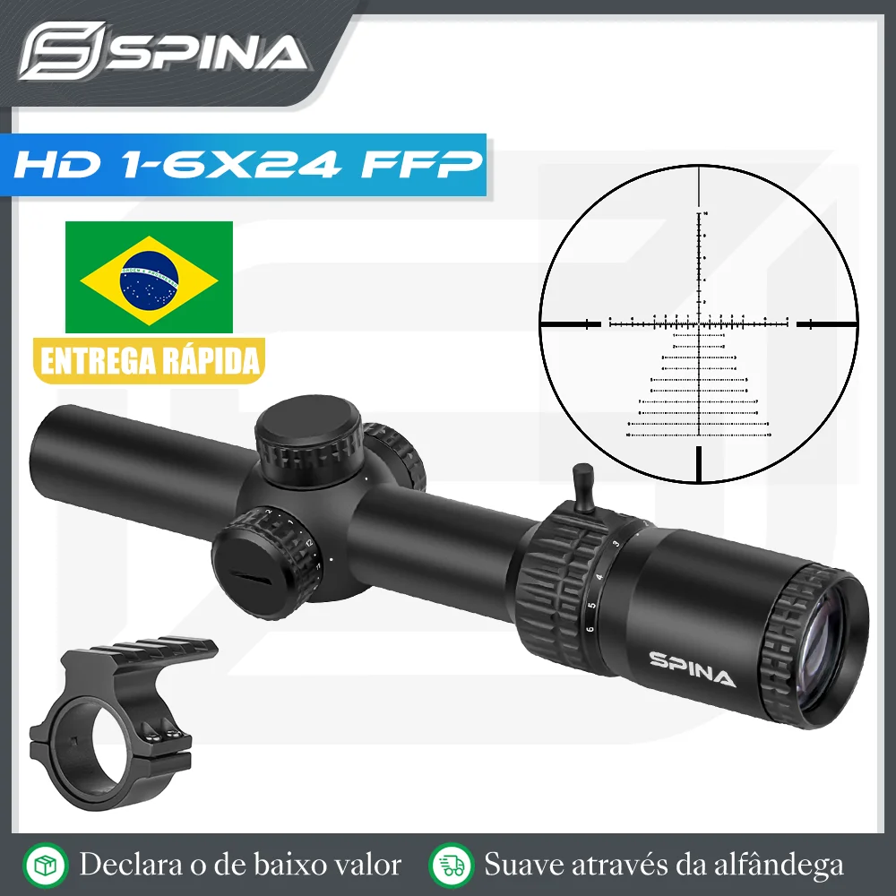 

SPINA OPTICS HD LPVO 1-6x24 FFP Rifle Scope First Focal Plane Short Dot Luneta Zero Lock Turret Dual Purpose Hunting Sight .308