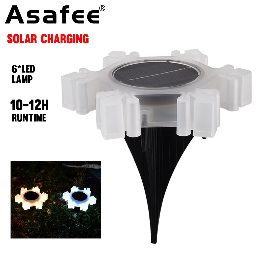 

Asafee SE06 LED Solar Lawn Lamp Ground Light Outdoor Garden Yard Decoration Snowflake Lighting White/Warm/Color IPX4 Waterproof