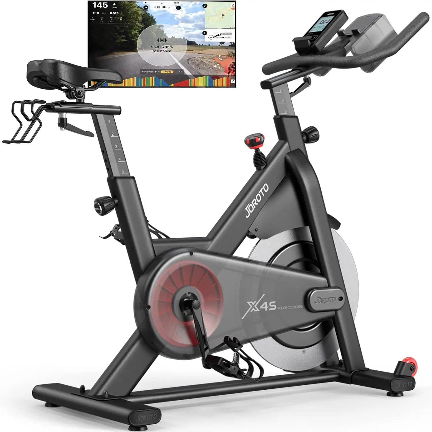 Exercise Bike, Bluetooth Stationary Indoor Cycling Bike with Readable 100 Levels Magnetic Resistance, Plus 1