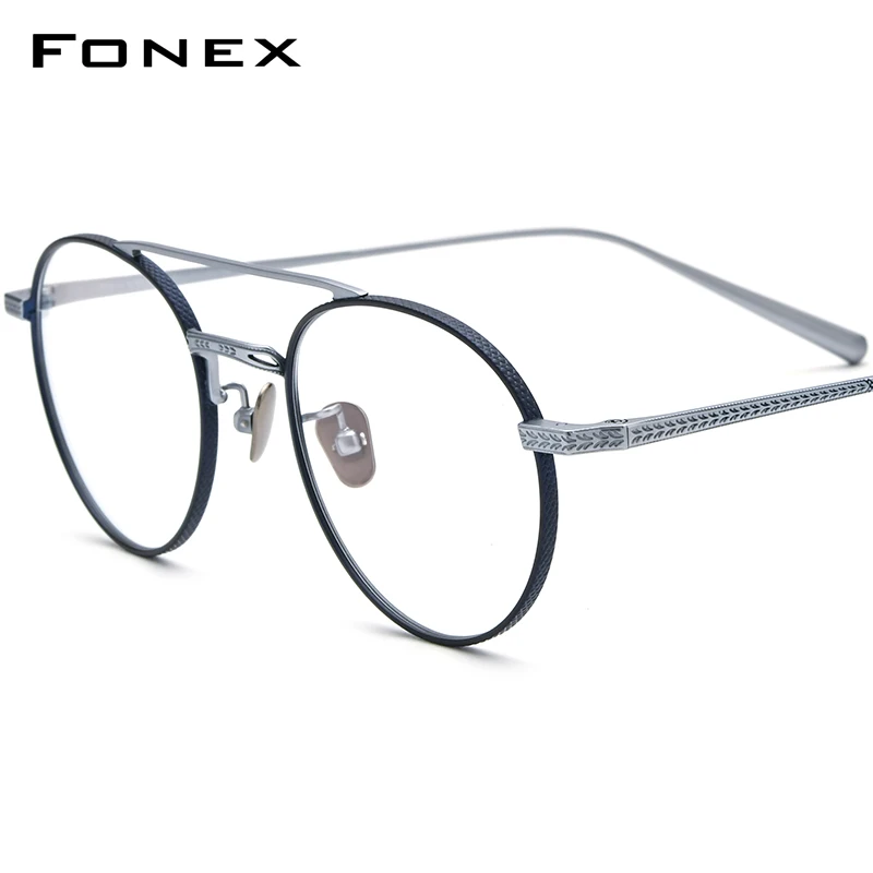 

FONEX Pure Titanium Glasses Men 2023 New Women Fashion Retro Pilot Eyeglasses Eyewear N-020R