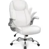 Office Chair PU Leather Executive High Back Computer Desk Chair Adjustable Height Flip-up Armrests Lumbar Support Swivel Rolling 1