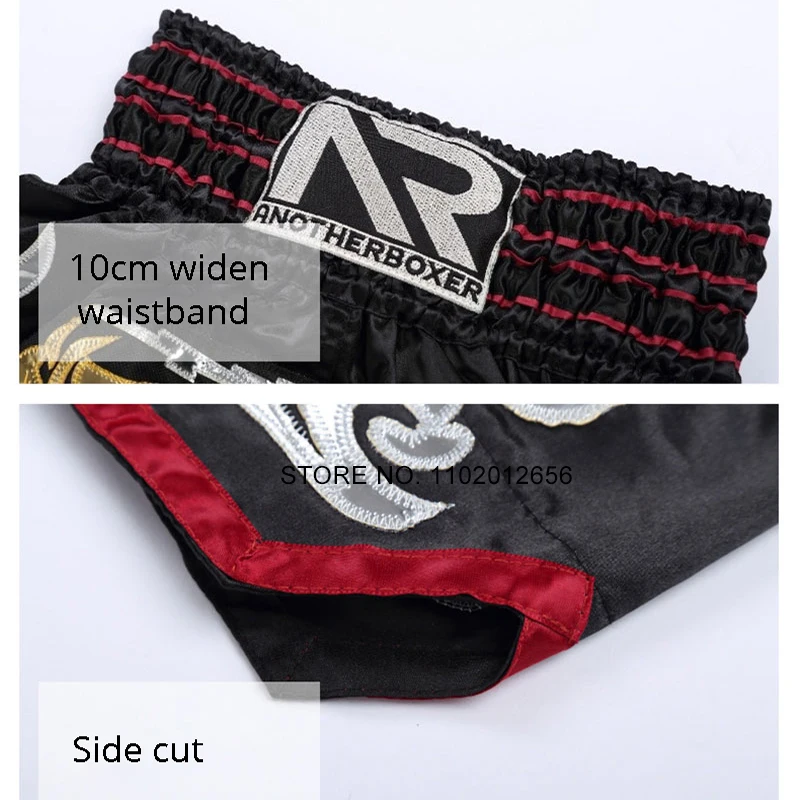 Muay Thai Shorts Men Women Children Fight Kickboxing Pants Breathable Embroidered Boxing Training Shorts Grappling MMA Clothing