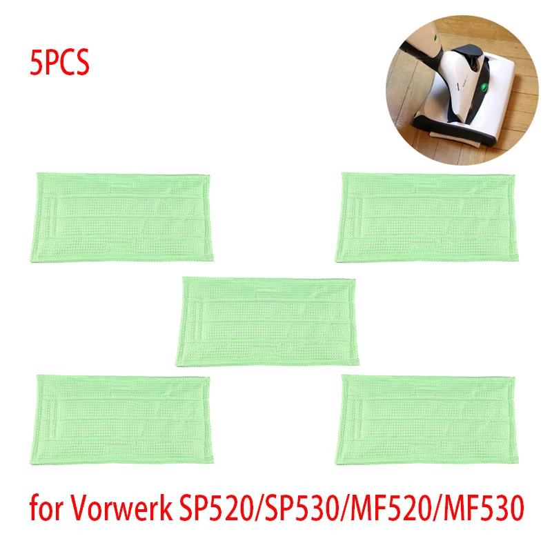 5 Pezzi Vorwerk Kobold Mop Pad, Per Vorwerk Kobold Sp520/Sp530/Mf520/Mf530 Lavabile Mop A Vapore Panni Accessori
