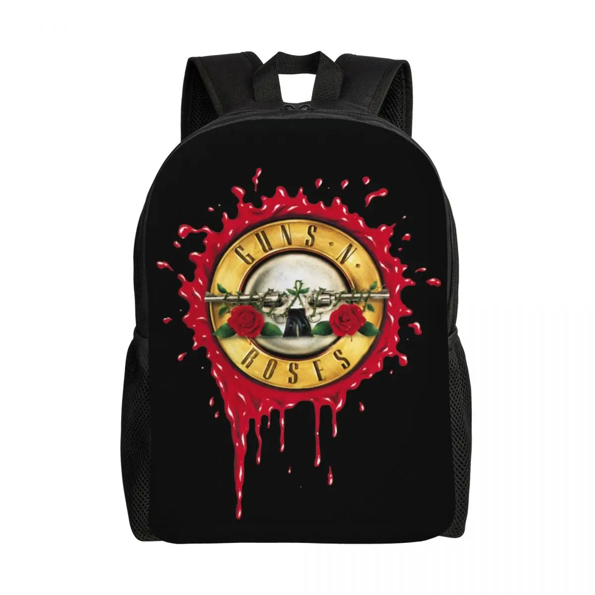 

Customized Guns N Roses Bullet Logo Backpacks Men Women Fashion Bookbag for College School Hard Rock Band Bags