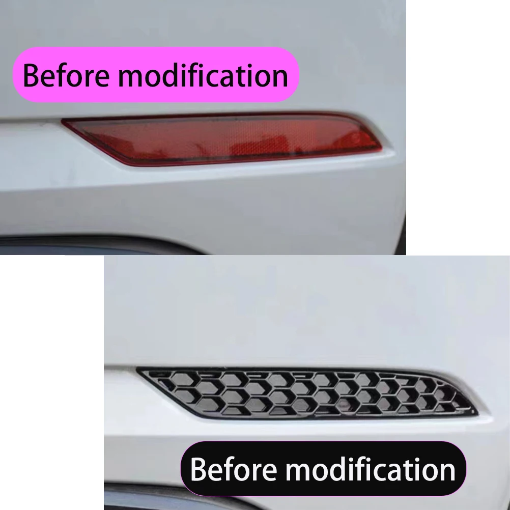 Glossy Black Rear Bumper Reflector Honeycomb Double-Sided Tape Mounting For Volkswagen Golf 6/7/7.5/8 GTI R Standard 2009-