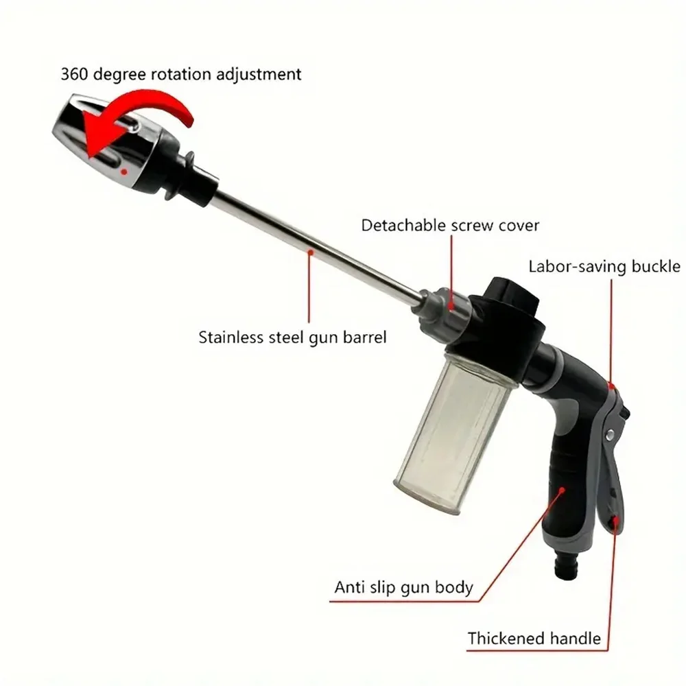 Expandable high-pressure car wash spray gun, equipped with removable soap spray gun, anti-skid handle, foam spray pipe - suitabl 4