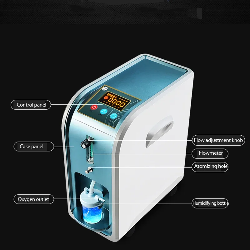 90% High Purity Oxygen Concentrator 1-5L Adjustable Portable Oxygen Machine Home Travel Sleep Use 220V