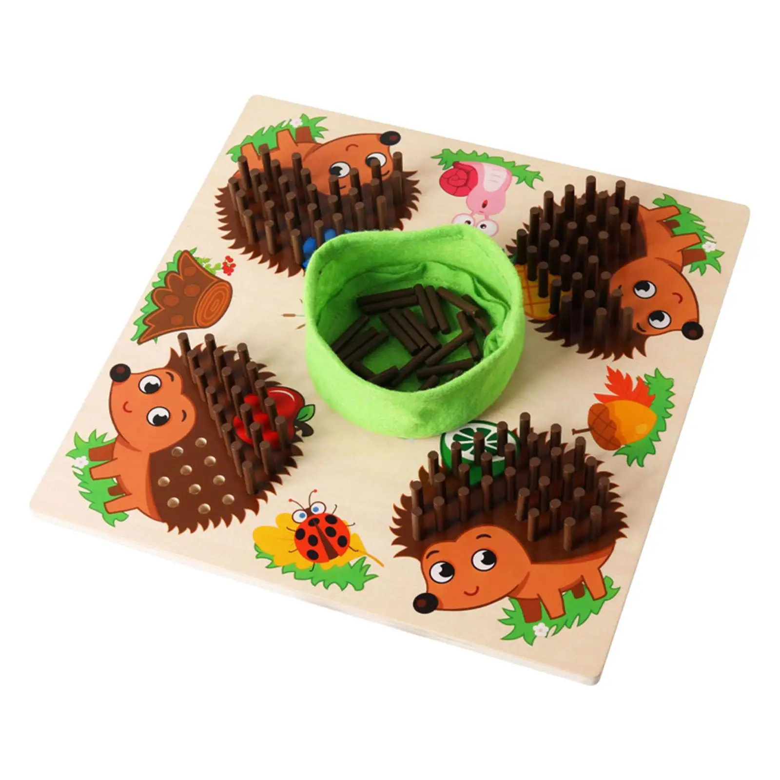 wooden-children's-early-education-puzzle-hedgehog-stick-game-montessori-toys-kids-sensory-training-teaching-aids-gifts-for-baby