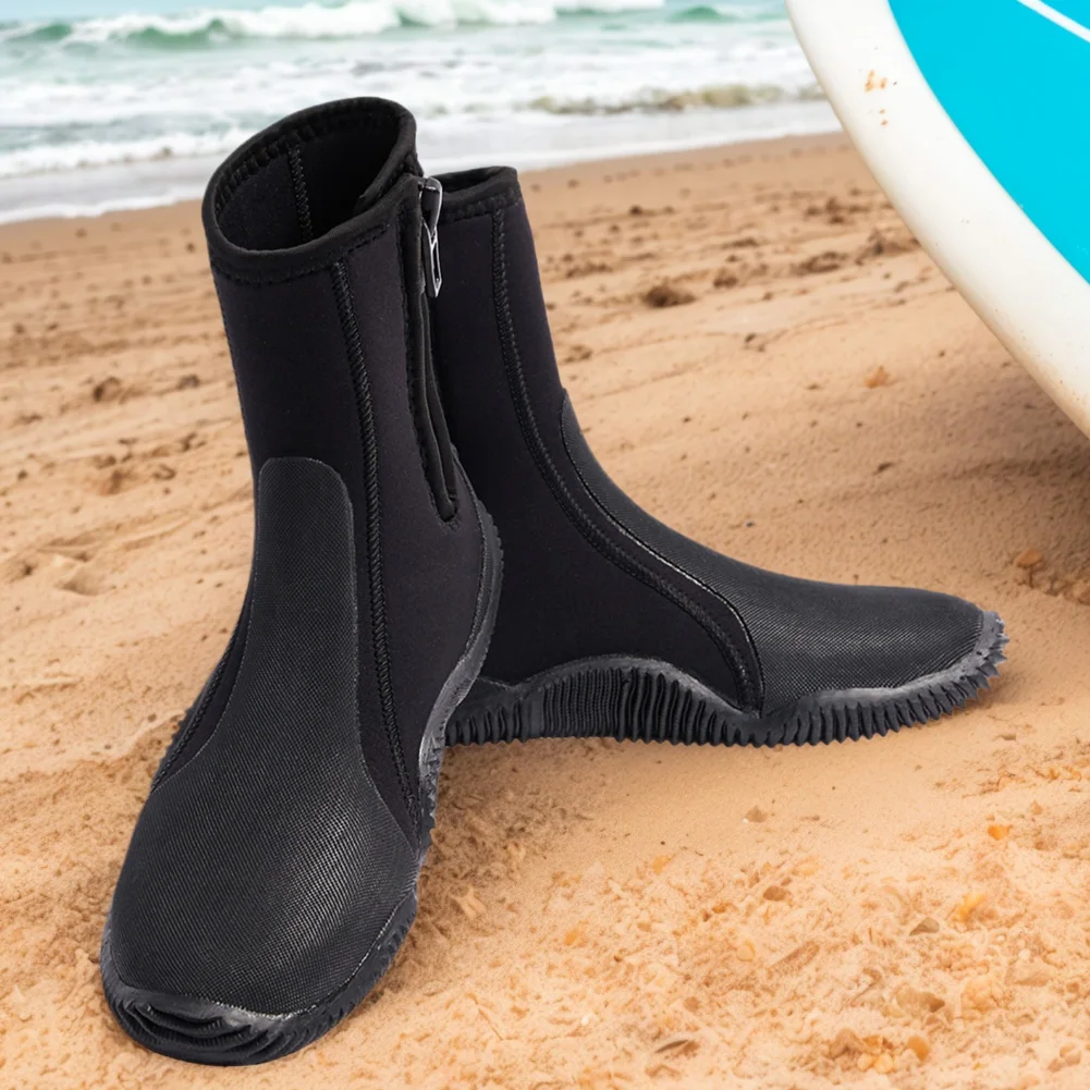 Neoprene Diving Boots Zipper Dive Boots Anti-Slip 5mm Scuba Diving Boots Lightweight for Diving Snorkeling Surfing 4