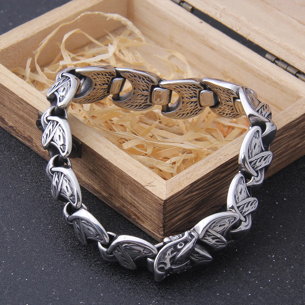 New Viking Ouroboros vintage punk bracelet for men stainless steel fashion Jewelry hippop street culture with