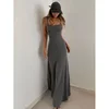 2024 Summer Women's New Fashion Simple Temperament Suspender Long Backless Slim Waisted Sexy Sweet And Spicy Casual Dresses 1