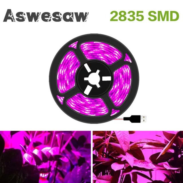 DC 5V USB LED 성장 빛 전체 스펙트럼 1-5m 식물 빛 성장 LED 스트립 식물 램프 야채 꽃 묘목 성장 텐트 상자