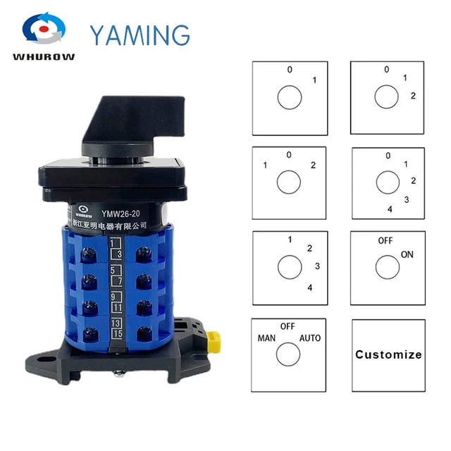 LW26-32 Series 32A 690V Silver Contact Changeover Switch LW26-32 Series Cam  Switch - 32A 690V Rotary Selector With 1-8 Poles & Silver Contacts 32A  Rotary Selector OFF-ON Two Positions LW26 32A 4Poles 16 Terminals Changeover Cam S
