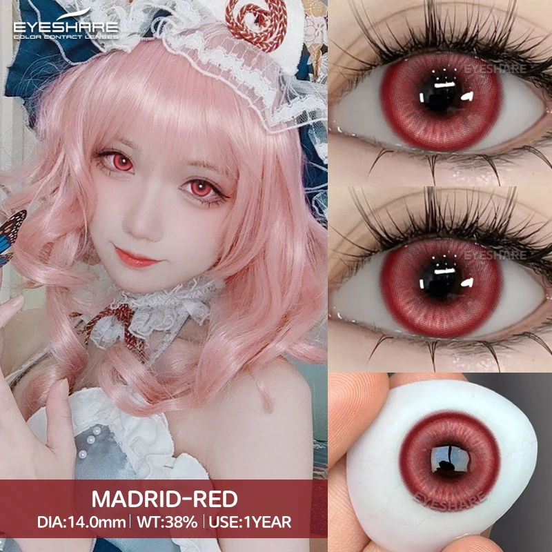 Contact Lenses 1Pair EYESHARE Cosplay Halloween Blue Anime Colorful Red Eyes Pink Green