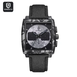 Men's Luxury Chronograph Quartz Watch - Military Style, Waterproof with Leather Strap (Black)