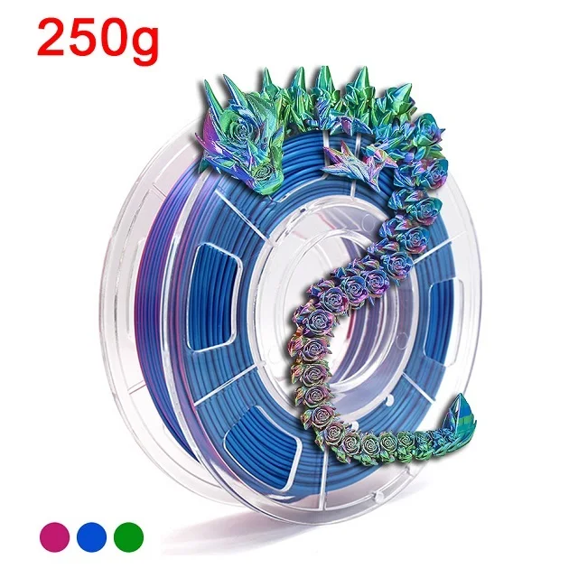 פילמנט צבעוני משי PLA 1.75mm 1kg 500g 250g FDM חומר למדפסת תלת-ממד PLA פילמנט מרובה צבעים טריפל אדום כחול ירוק מהירות גבוהה
