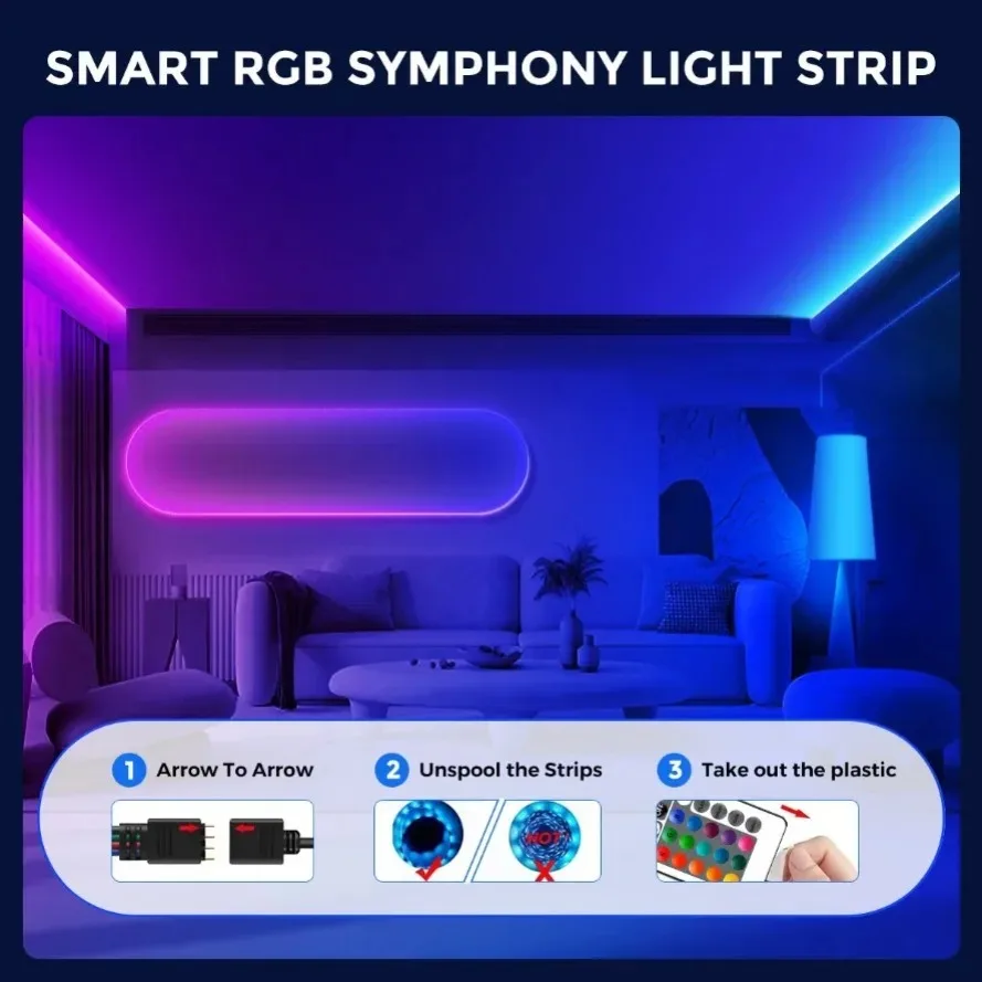 รูปสินค้า LED Strip ยืดหยุ่น ควบคุมสีได้ผ่านแอปพลิเคชัน