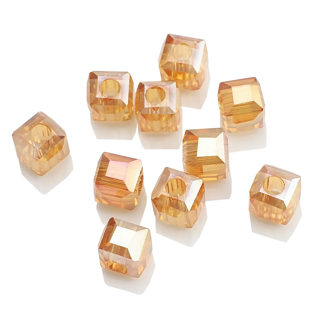 45Pcs 8mm 큰 구멍 유리 큐빅 구슬 크리스탈 DIY에 대 한 사각형 구슬 만들기 DIY 매력 Earings 목걸이 크리스탈 쥬얼리