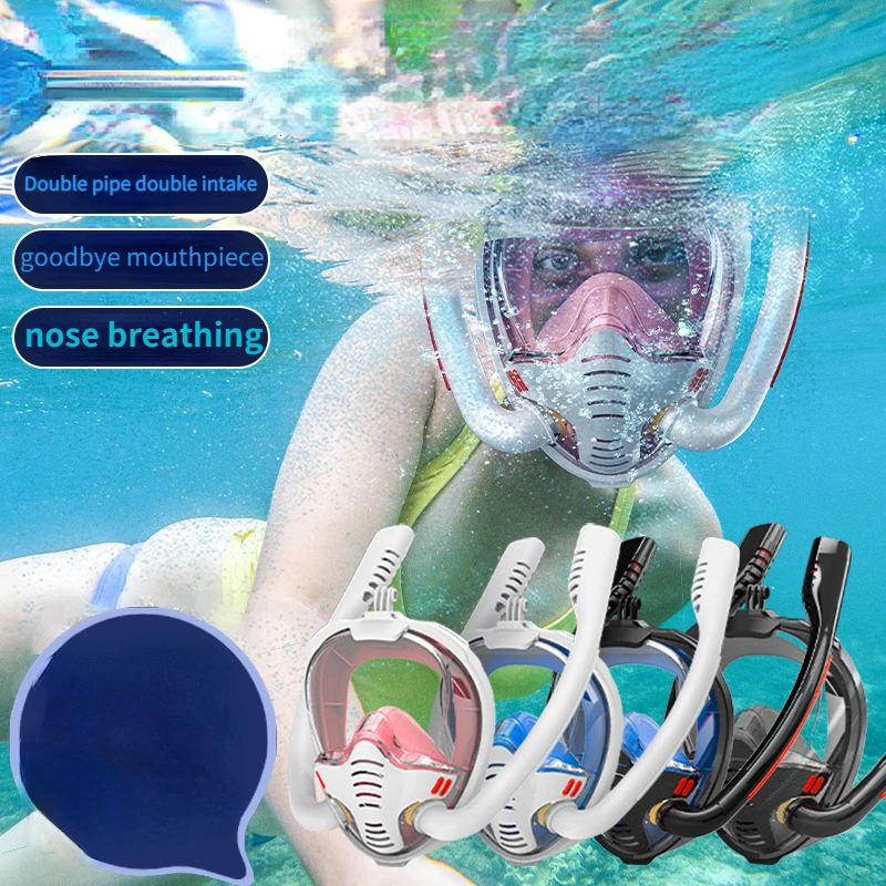 Snorkeling Mask Double Tube Diving Mask Adults Kid Swimming Mask Diving