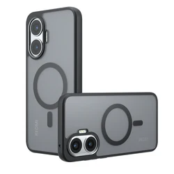 Magnetic Shockproof Translucent Matte Phone Case with Soft TPU Frame for Redmi Turbo 4 Pro (Black)