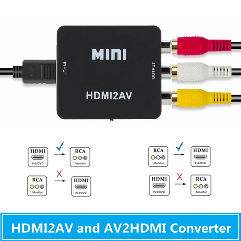 HDMI to AV RCA Converter Box Adapter HDMI-compatible To AV/CVSB L/R Video Full HD 1080P HD2AV Converter For PS4 TV PC Projector