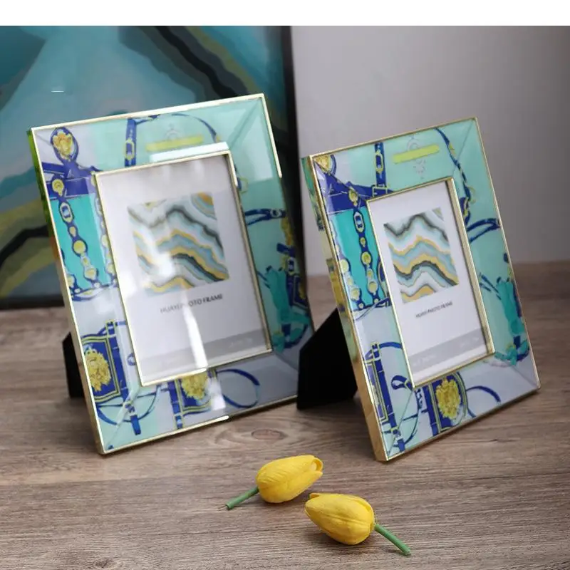 

Abstract Pattern Glass Photo Frame Modern Decor Frames for Pictures Desk Decoration Portrait Framed Art Aesthetics Room Decor