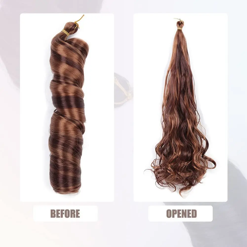 French Curls Braiding Hair 22Inch Synthetic Spiral Curls Braids Hair Extensions Pre Stretched Loose Wave Braiding Hair For Women