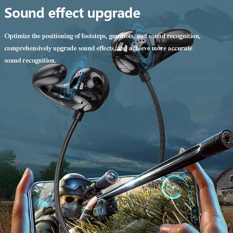 Wired Ear Clip Headphones USB Type-C 3.5mm Hifi Sound Wired Gaming Earphones Music Headset with HD Microphone for Phone PC