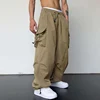 American Style Casual Pants Cargo Trousers High Street Drawstring Workwear Trendy Loose Versatile Straight Wide-Leg Casual Pants 5