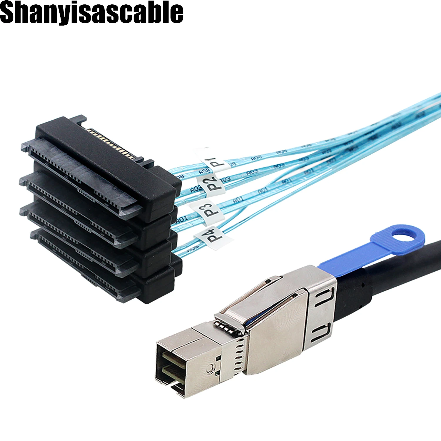 1.0M Mini SAS HD SFF-8644 to 4 x 29-Pin SAS SFF-8482 15pin sata male 2 in 1 Cable