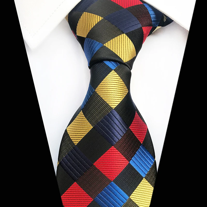 

Classic Fashion Men's Plaid Tie 8 cm Width Silk Necktie Gravata Male Black Red Blue Yellow Floral Paisley Jacquard Wedding Ties