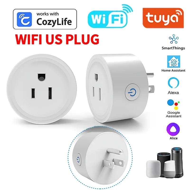 ปลั๊กอัจฉริยะ Zigbee US พร้อม Wi‑Fi, ตัวตรวจสอบการใช้พลังงาน, ควบคุมด้วยเสียงสำหรับ Alexa และ Google Assistant, แอป Tuya, ฟังก์ชันตั้งเวลา/กำหนดเวลา 1