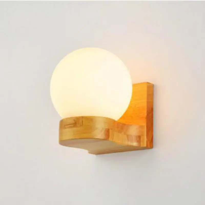

Modern Bedside Wall Lamp Wood Led Lights Luminarias De Interior Wall Light Frosted Glass Cover Loft Led Sconce Indoor Lighting