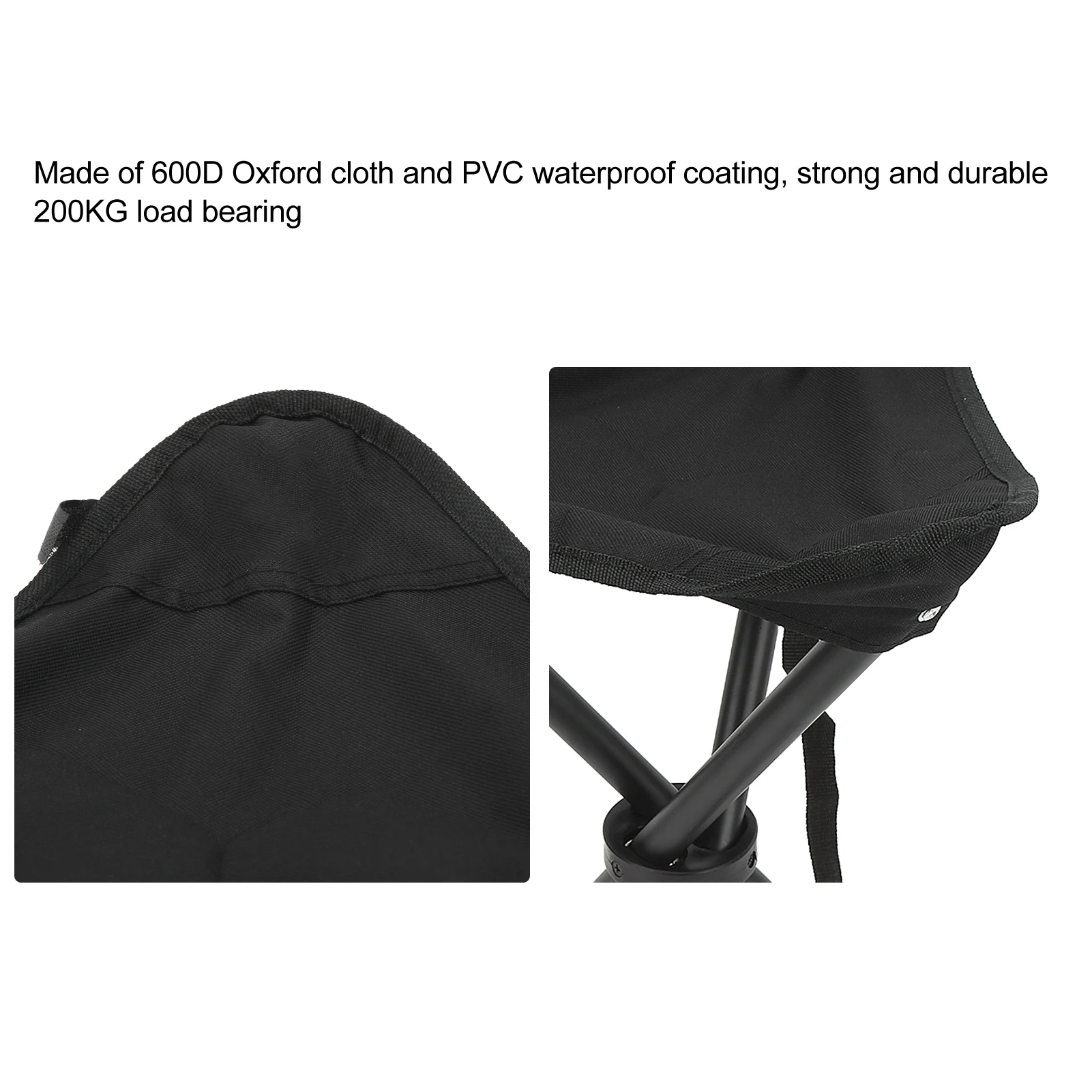 Klappbarer Stativhocker, 600D Oxford-Stoff, Anti-Fall, 200 kg, tragender, faltbarer Stuhl, gute Stabilität, rutschfest, zum Angeln – Detail 9