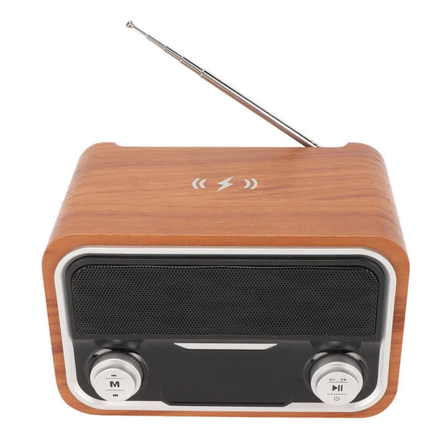 CYBORIS Enceinte Bluetooth rétro, radio vintage rotative en bois