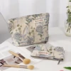 Embossed Floral Pattern Travel Makeup Bag Lightweight Cosmetic Organizer Handbag Wallet Pouch Portable Skincare Bag Toiletry Bag 1