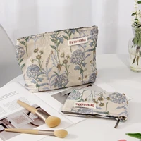 Embossed Floral Pattern Travel Makeup Bag Lightweight Cosmetic Organizer Handbag Wallet Pouch Portable Skincare Bag Toiletry Bag 1
