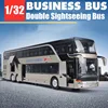 1:32 High Quality Alloy Double Deck Bus Sound Light Metal Diecast Pull Back Simulation Luxury Sightseeing Bus Vehicle Kids Toys 2