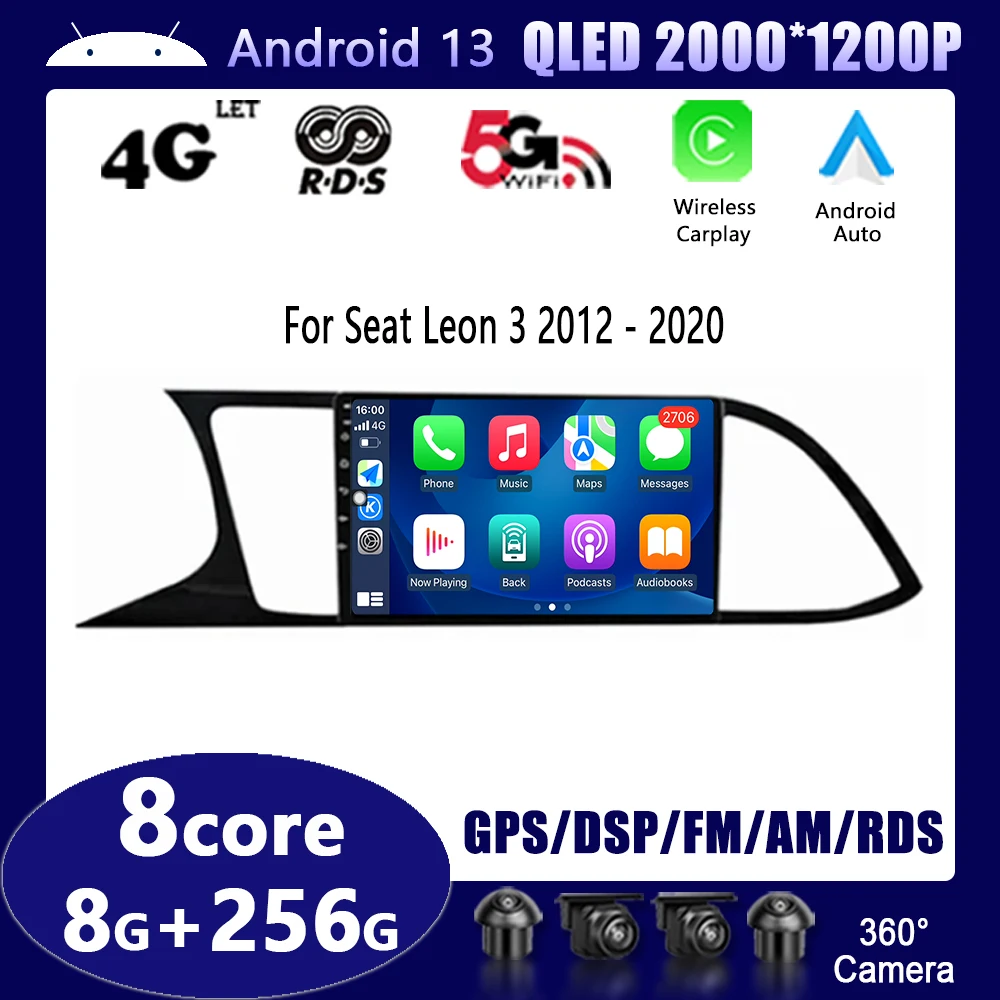 

Carplay Автомобильный GPS-навигатор Wifi для Seat Leon 3 2012 - 2020 Android автомобильный мультимедийный стерео плеер